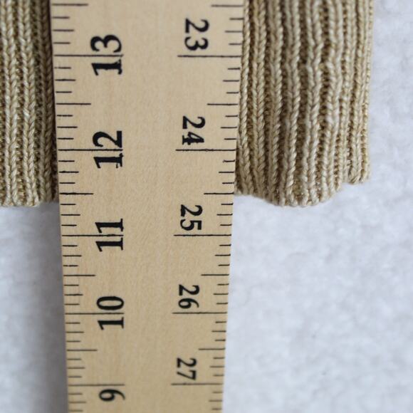 Ralph Lauren Sweater Women Small Tan Linen Cable Knit Metallic Preppy Tennis - Picture 5 of 7